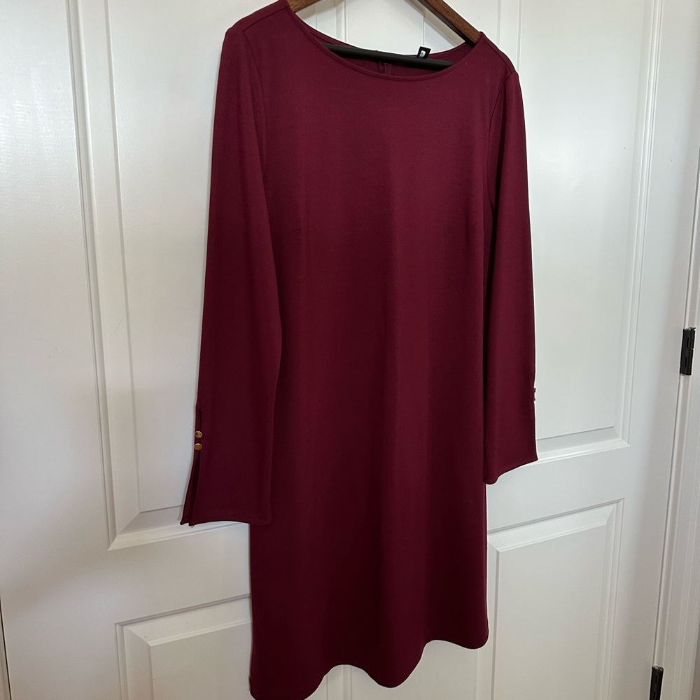 Ann Taylor Deep Red Long Sleeve Dress